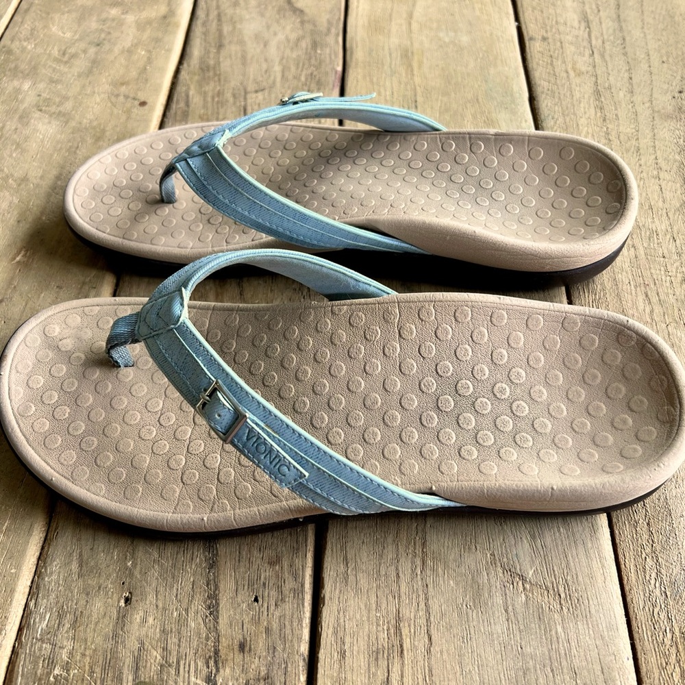 Vionic Flip Flops Denim Blue Size 10